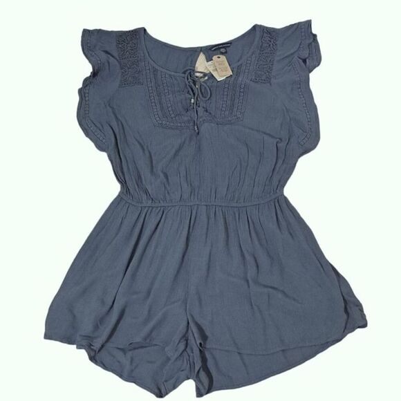 American Eagle Outfitters Women's Rusty Teal Boho Romper Pockets Size Medium - Picture 1 of 8